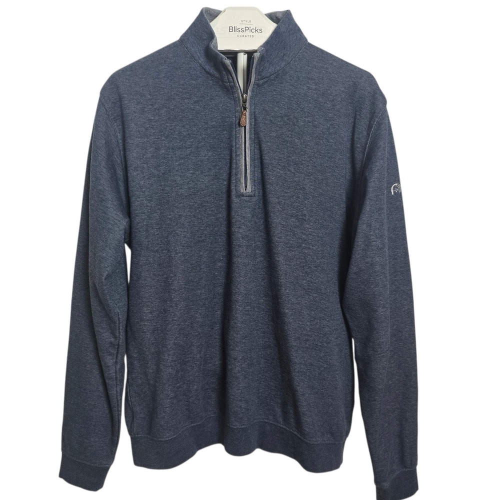 Johnnie-O Sully 1/4 Zip Pullover Blue Cotton Lyocell Mens Medium Golf Athleisure